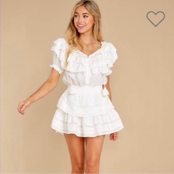 NWT LOVESHACKFANCY Liv Lace Ruffle Dress Antique White XS - Picture 1 of 4